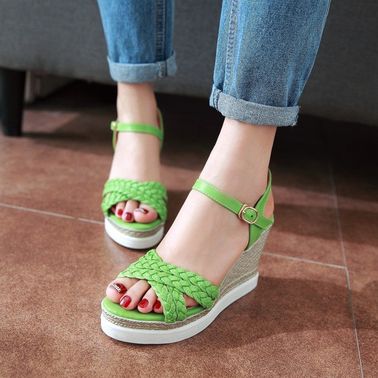 Ankle Strap Women Platform Sandals Wedge Heels Shoes for Summer 1026