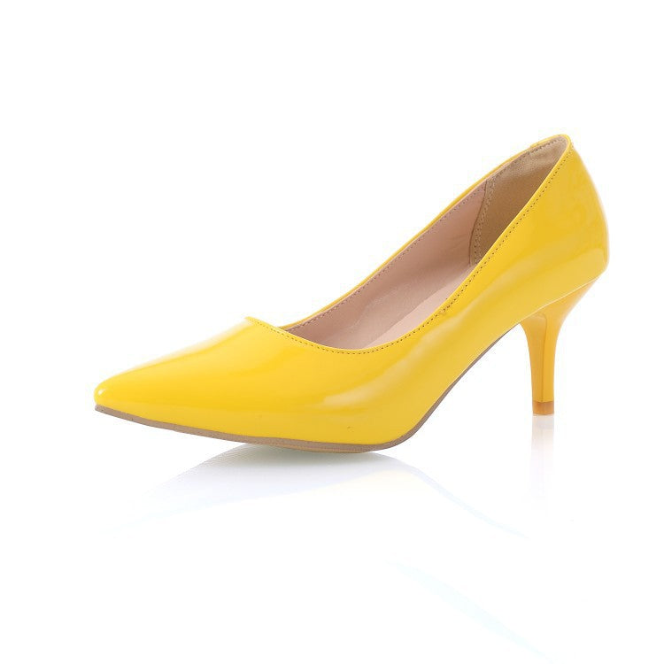 Patent Leather Pointed Toe High Heels Women Shoes 7080