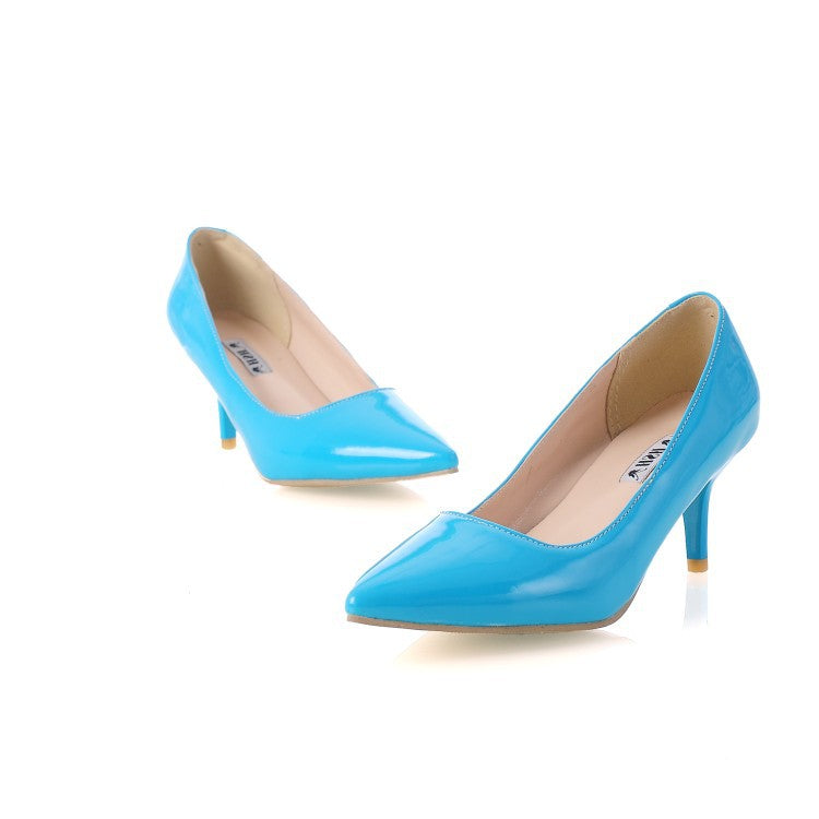 Patent Leather Pointed Toe High Heels Women Shoes 7080