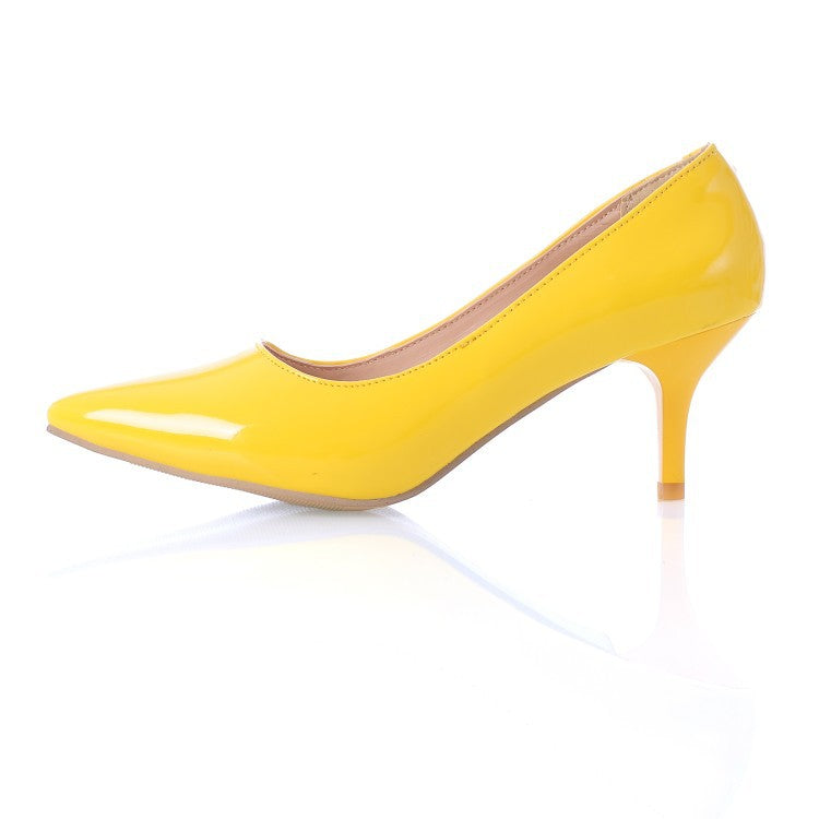 Patent Leather Pointed Toe High Heels Women Shoes 7080