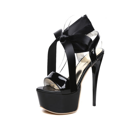 Ribbon Straps Platform Sandals High Heels Shoes Woman 3648