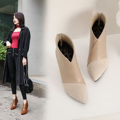 Pointed Toe Suede Women's Stiletto Heels Ankle Boots