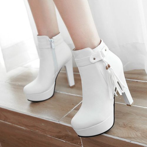 Women's Tassel High Heels Platform Short Boots