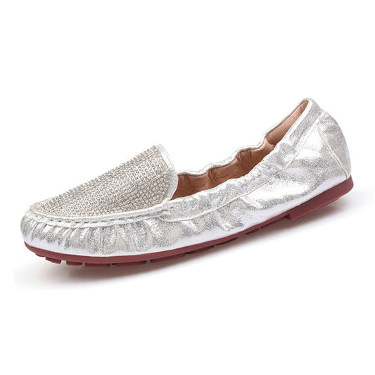 Rhinestone Pearl Espadrilles Loafers Shoes Flats 3543