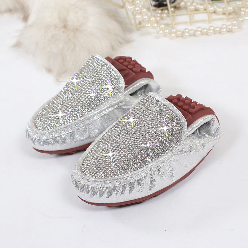 Rhinestone Pearl Espadrilles Loafers Shoes Flats 3543
