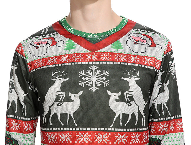 Men's Christmas Elk Long Sleeve T-shirt