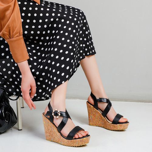 Women Pearl Platform Wedges Sandals