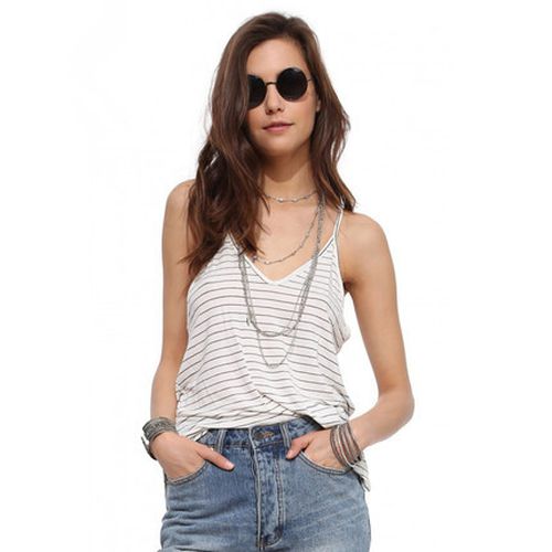 Color Contract Strape T Shirt Sexy Backless Women Sling Tank Top