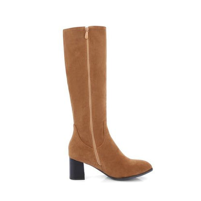 Pointed Toe Zipper Women High Heel Knee High Boots