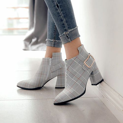 Women Pointed Toe High Heels Short Boots