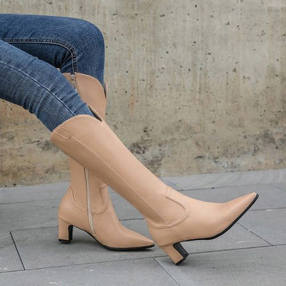 Pointed Toe Women High Heel Knee High Boots