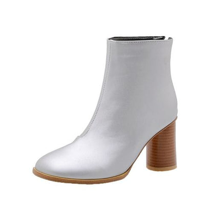 Women Zipper High Heels Short Boots