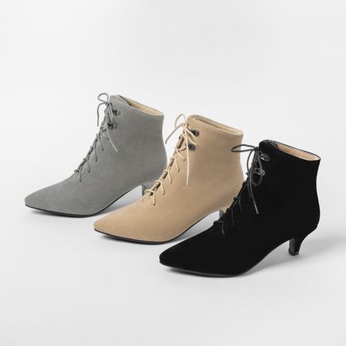 Pointed Toe Lace Up Women's High Heeled Ankle Boots