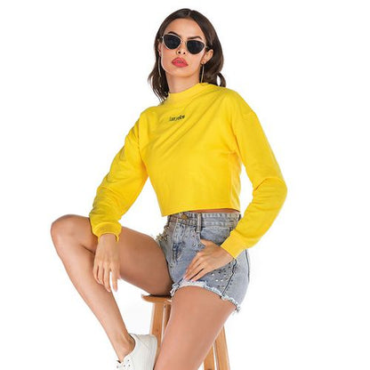 Letter Embroidery Short Casual Sweatshirt Spring Loose Joker Women Sweatshirt