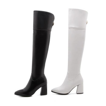 Women Pointed Toe Zip High Heels Over the Knee Boots