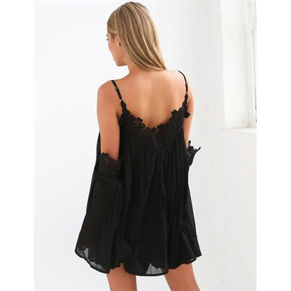 Shoulder Lace-up Wrinkle Split Joint Lace Slim Women's Dresses