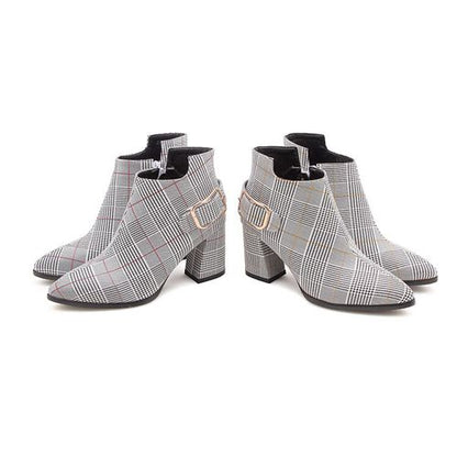 Women Pointed Toe High Heels Short Boots