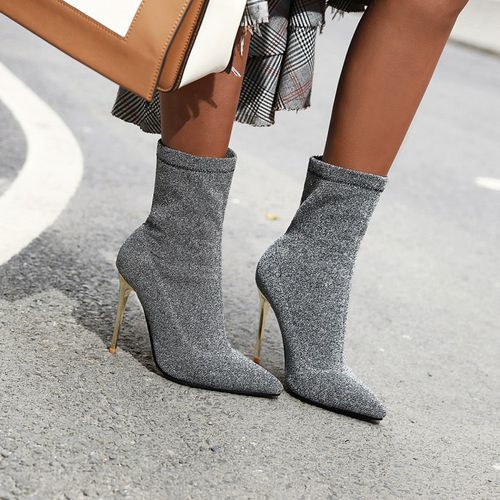 Women Pointed Toe Stiletto High Heel Short Boots