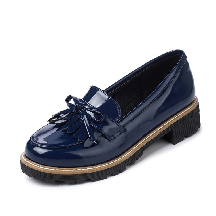 Bow Tassel Medium Heel Shoes for Woman 4440