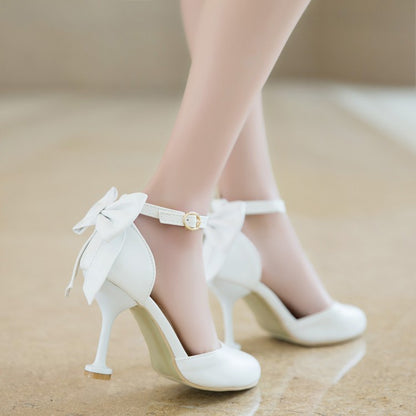 Women's Ankle Strap Bow Tie Mary Jane High Heels Sandals