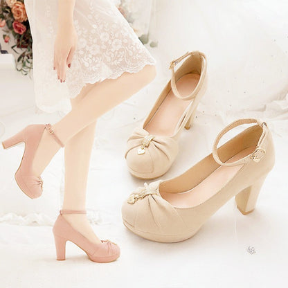 Women's Ankle Strap High Heels Platform Pumps