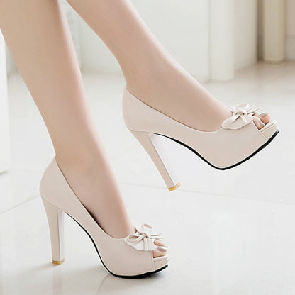 Women's Bow Tie High Heel Platform Pumps