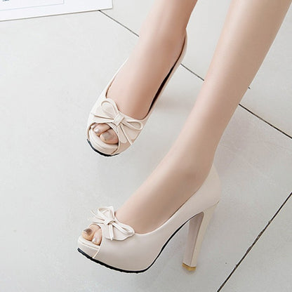 Women's Bow Tie High Heel Platform Pumps