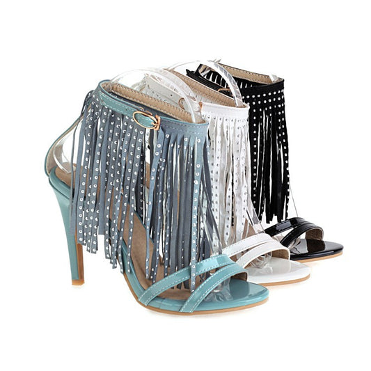 Women's Rivets Tassel High Heel Sandals