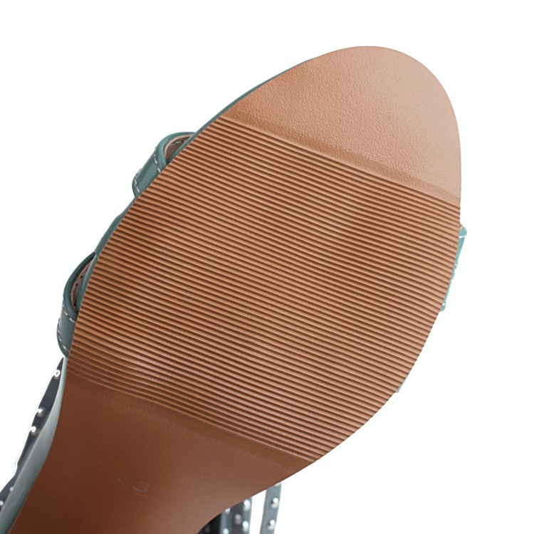 Women's Rivets Tassel High Heel Sandals