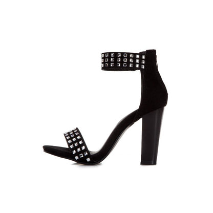 Women's Rhinestone High Heel Chunky Sandals