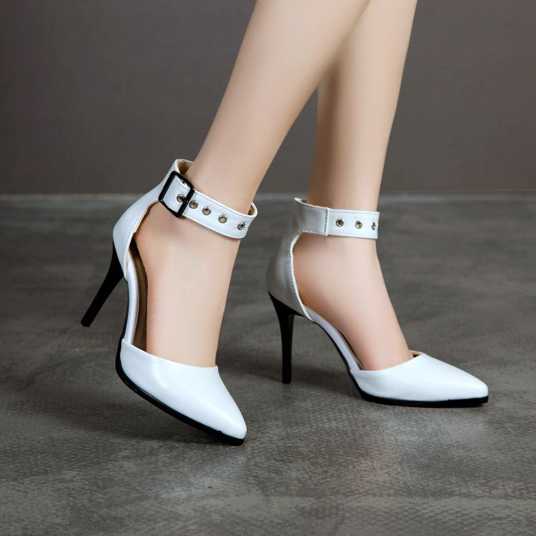 Women's Pointed Toe Buckle High Heel Stiletto Sandals