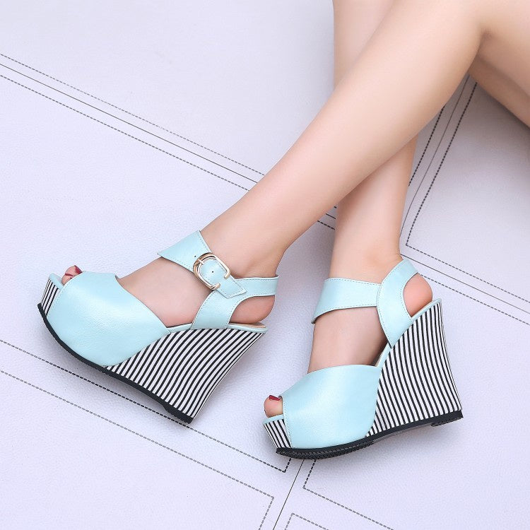 Women's Peep Toe Platform Wedges High Heel Sandals