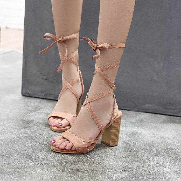 Women's Strappy High Heel Chunky Sandals