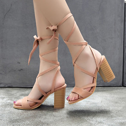 Women's Strappy High Heel Chunky Sandals