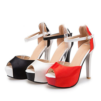 Women's Buckle High Heel Platform Sandals