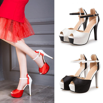 Women's Buckle High Heel Platform Sandals