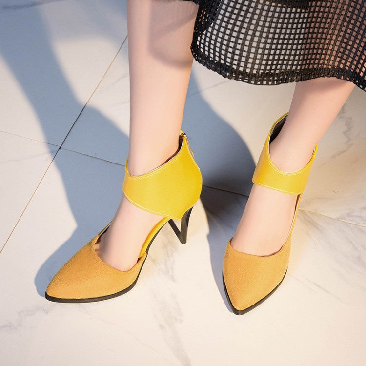 Women's Pointed Toe Zip High Heel Stiletto Sandals