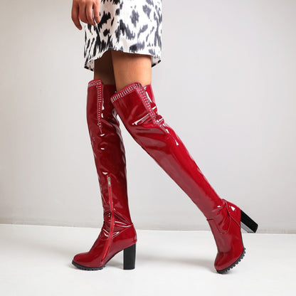 Women Rhinestone High Heel Over the Knee Boots