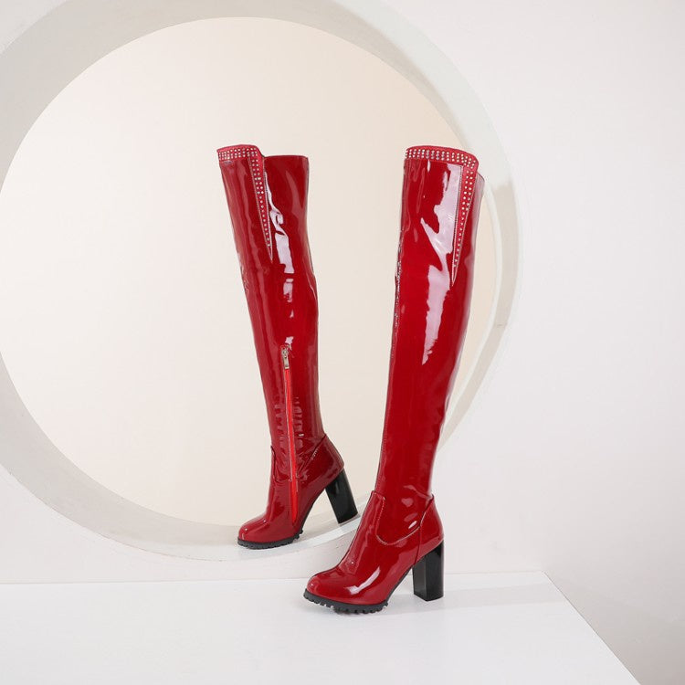Women Rhinestone High Heel Over the Knee Boots
