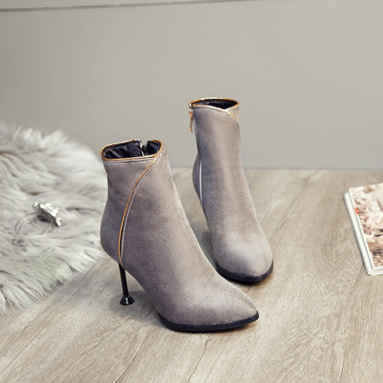 Women Pointed Toe Stiletto High Heel Ankle Boots