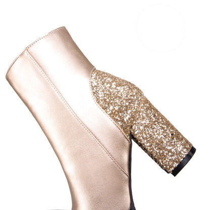 Women Sequined High Heel Ankle Boots