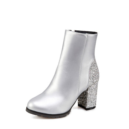 Women Sequined High Heel Ankle Boots