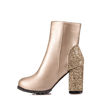 Women Sequined High Heel Ankle Boots