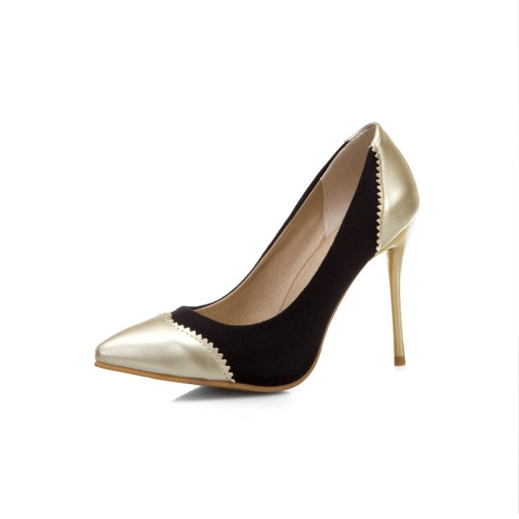 Pointed Toe Women Gold High Heels Pumps Wedding Shoes