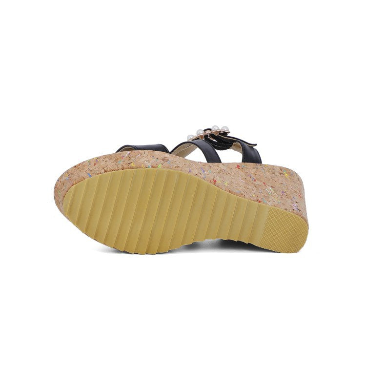 Women's Pearl Platform Wedges Sandals