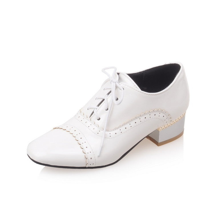 Women's Lace Up Laser Mid Heel Shoes