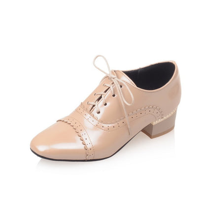 Women's Lace Up Laser Mid Heel Shoes