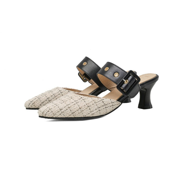 Pointed Toe Buckle Women's High Heel Chunky Sandals