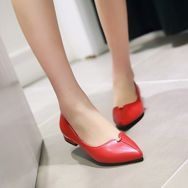 Women's Pointed Toe Chunky Heels Pumps