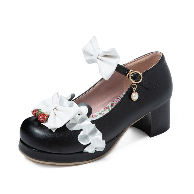 Women's Pumps Mary Janes Shoes with Bowtie Pearl